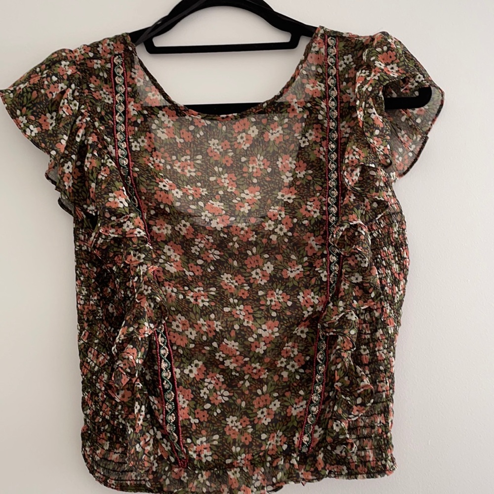 NWOT ZARA Beaded Floral Blouse